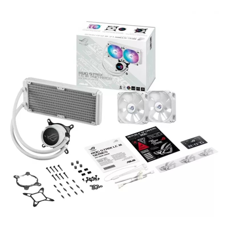 Kit de refrigeração líquida para processador ASUS ROG Strix LC III 240 ARGB White Edition 12 cm