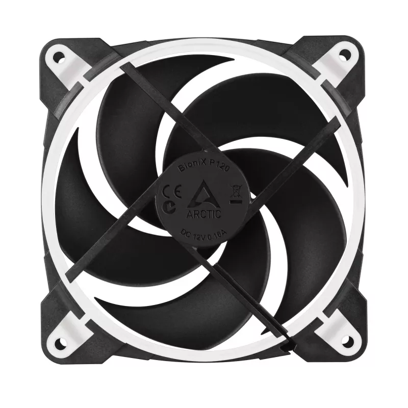 ARCTIC BioniX P120 (branco) – Ventoinha de gaming de 120 mm otimizada para pressão com PWM PST
