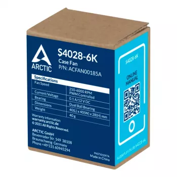 Ventoinha ARCTIC S4028-6K 40 mm 250-6000 RPM rolamento fluido dinâmico