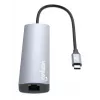 Dock/hub USB-C Manhattan com leitor de cartões, ligações (x5): Ethernet, HDMI, USB-A (x2) e USB-C, com Power Delivery (PD) 100 W – requer carregador USB-C externo (não incluído). Alimentado por USB (não requer fonte de alimentação externa) quando o PD não é utilizado