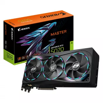 Placa gráfica GIGABYTE AORUS GeForce RTX 5070 MASTER 12G - 12GB GDDR7, 192bit, PCI-E 5.0, 2715 MHz frequência do núcleo, 3 x DP 2.1a, 1 x HDMI 2.1b, NVIDIA DLSS 4, GV-N5070AORUS M-12GD