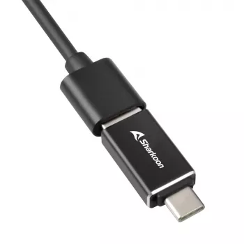 SHARKOON Hub USB - 3-Port USB 3.2 Gen 1 alumínio + Ethernet preto