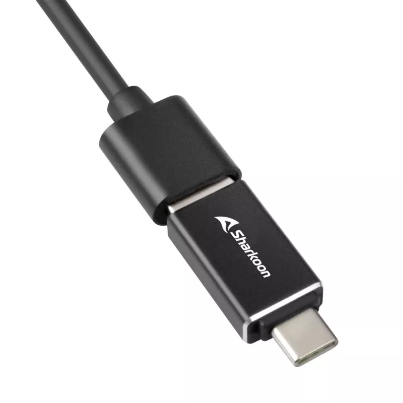 SHARKOON Hub USB - 3-Port USB 3.2 Gen 1 alumínio + Ethernet preto
