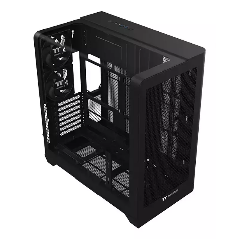 Thermaltake View 390 Air caixa de PC midi torre, ATX, ARGB, vidro temperado, fonte PS2, HDD de 3,5 polegadas, SSD de 2,5 polegadas, ventoinhas frontais até 200 mm, preta