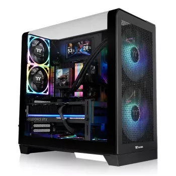 Caixa de PC Thermaltake View 390 Air Midi Tower — Preto, suporta fontes de alimentação PS2, HDDs de 3,5