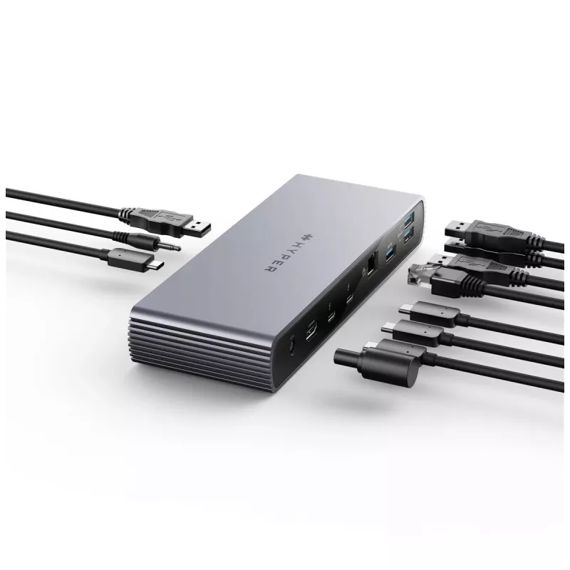 Targus HDTB4D-EUZ Docking station para portátil/replicador de portas Thunderbolt 4 cinzento