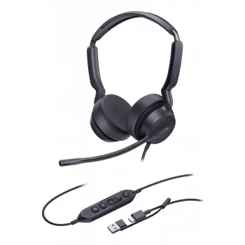 Yealink UH42 Dual UC USB-C/A headset, com fios, chamadas/música, 20 - 20000 Hz, 160 g, headset, preto
