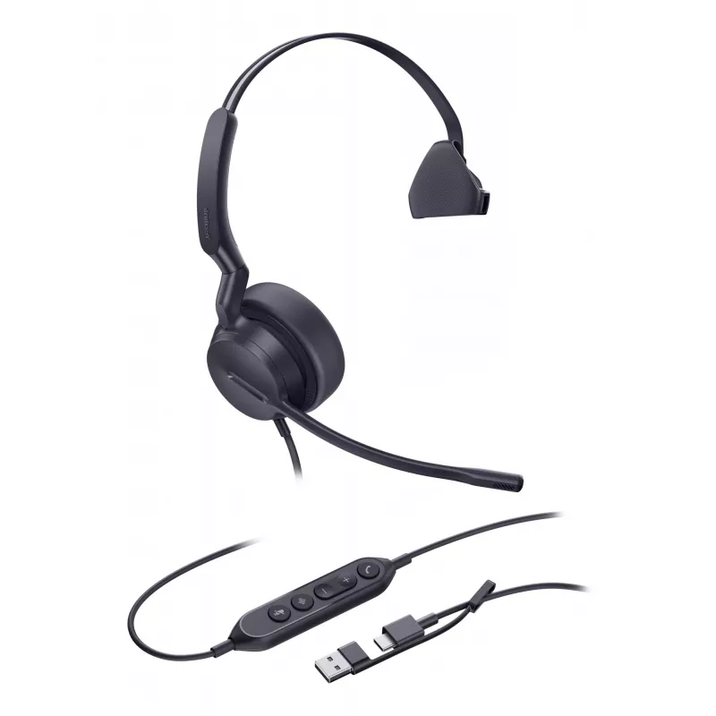 Yealink UH42 Mono UC USB-C/A headset, com fios, chamadas/música, 20 - 20000 Hz, 116 g, headset, preto
