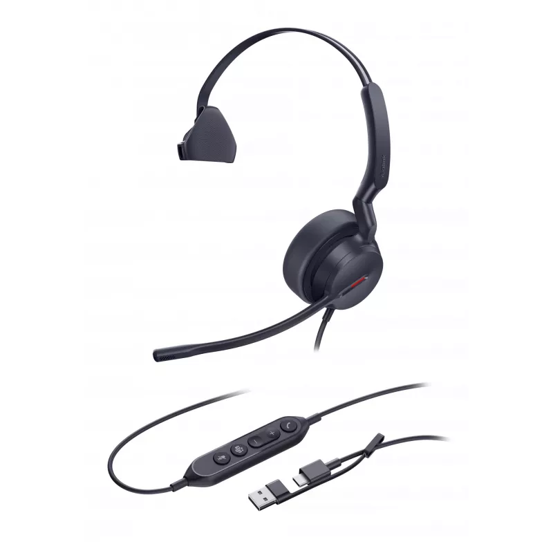 Yealink UH44 Mono Teams USB-C/A headset, com fios, 20 - 20000 Hz, escritório/call center, 127 g, headset, preto