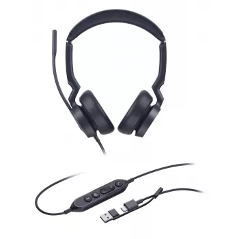 Yealink UH46 Dual Teams USB-C/A headset, com fios, 20 - 20000 Hz, escritório/call center, 166 g, headset, preto