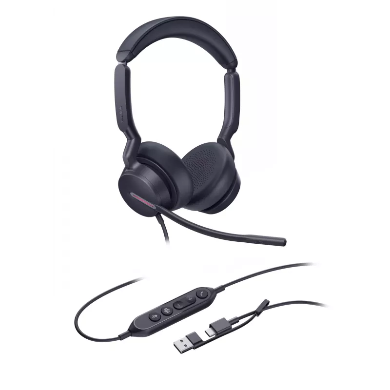 Yealink UH46 Dual Teams USB-C/A headset, com fios, 20 - 20000 Hz, escritório/call center, 166 g, headset, preto