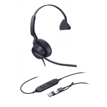 Yealink UH46 Mono Teams USB-C/A headset, com fios, 20 - 20000 Hz, escritório/call center, 127 g, headset, preto