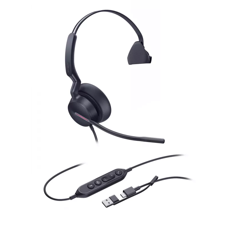 Yealink UH46 Mono Teams USB-C/A headset, com fios, 20 - 20000 Hz, escritório/call center, 127 g, headset, preto