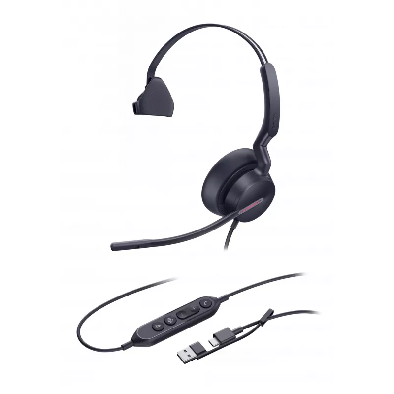 Yealink UH46 Mono Teams USB-C/A headset, com fios, 20 - 20000 Hz, escritório/call center, 127 g, headset, preto