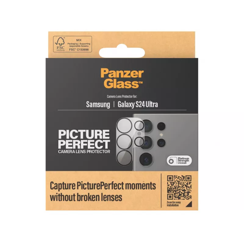 Proteção de lente da câmara PanzerGlass Samsung Galaxy S24 Ultra resistente a riscos e choques