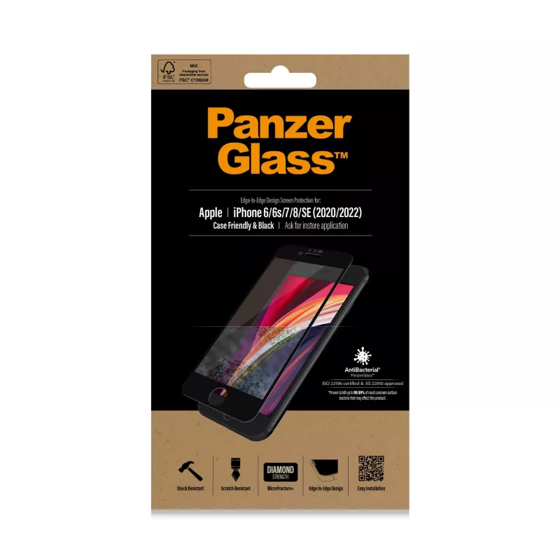 PanzerGlass® proteção de ecrã iPhone 8 | 7 | 6s | 6 | SE (2020/2022) | Edge-to-Edge