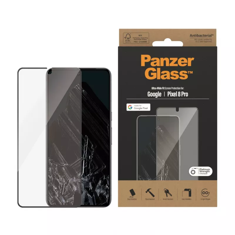 PanzerGlass® proteção de ecrã Google Pixel 8 Pro | Ultra-Wide Fit