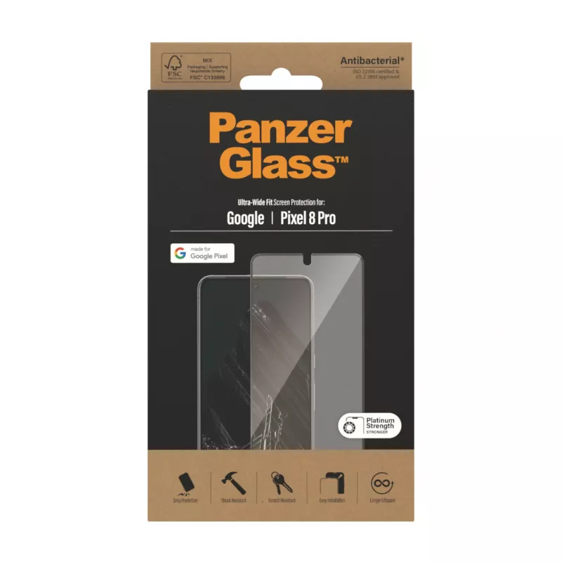 PanzerGlass® proteção de ecrã Google Pixel 8 Pro | Ultra-Wide Fit