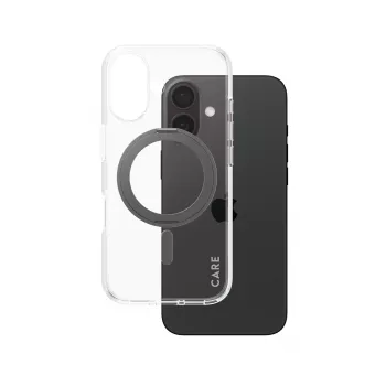PanzerGlass CARE™ by ® capa transparente com kickstand preto e MagSafe iPhone 16
