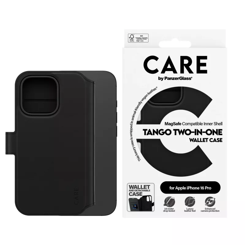 PanzerGlass CARE™ by ® Tango carteira 2-em-1 com MagSafe iPhone 16 Pro