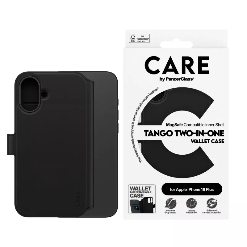 PanzerGlass CARE™ by ® Tango carteira 2-em-1 com MagSafe iPhone 16 Plus