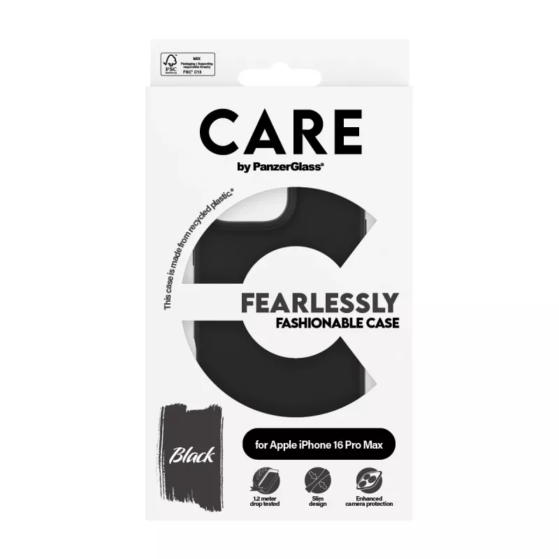 PanzerGlass CARE™ by ® capa preta iPhone 16 Pro Max