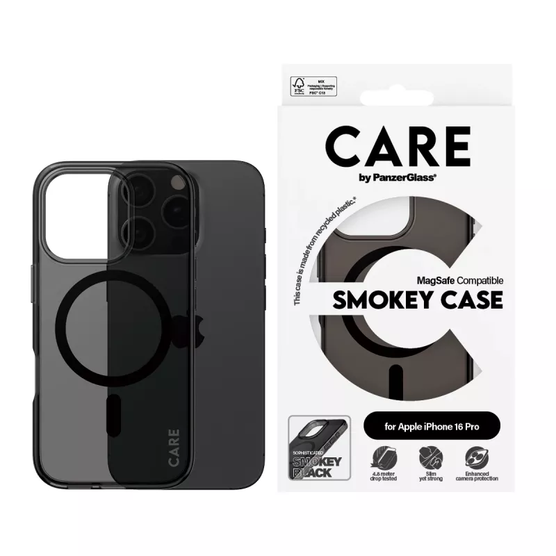 Capa PanzerGlass CARE by Flagship Case Urban Combat Smokey c. Preto MagSafe iPhone '24 6.3 polegadas Pro