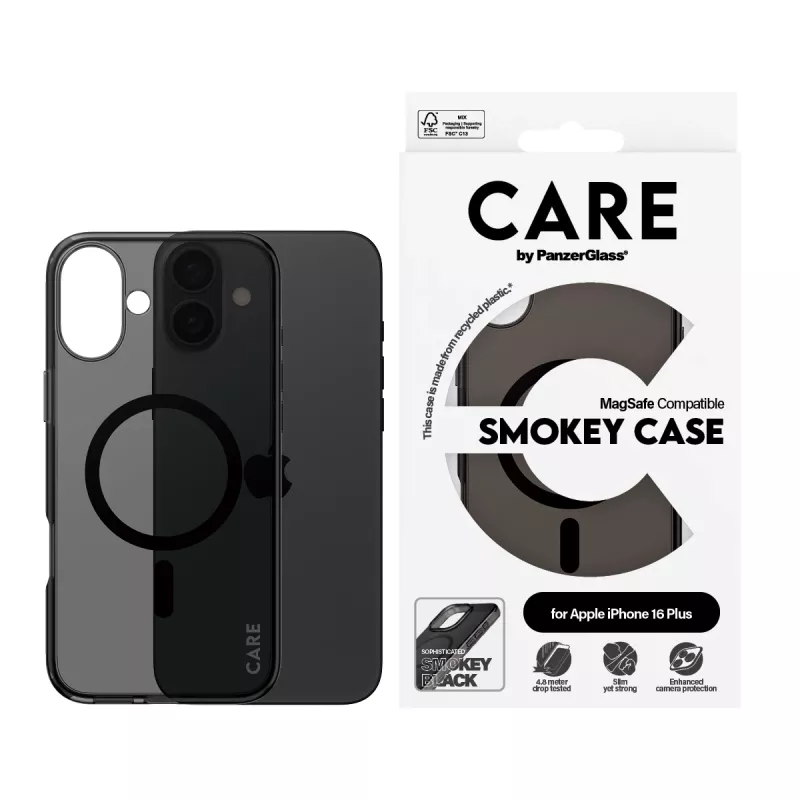 PanzerGlass CARE™ by ® Urban Combat capa Smokey com MagSafe preto iPhone 16 Plus
