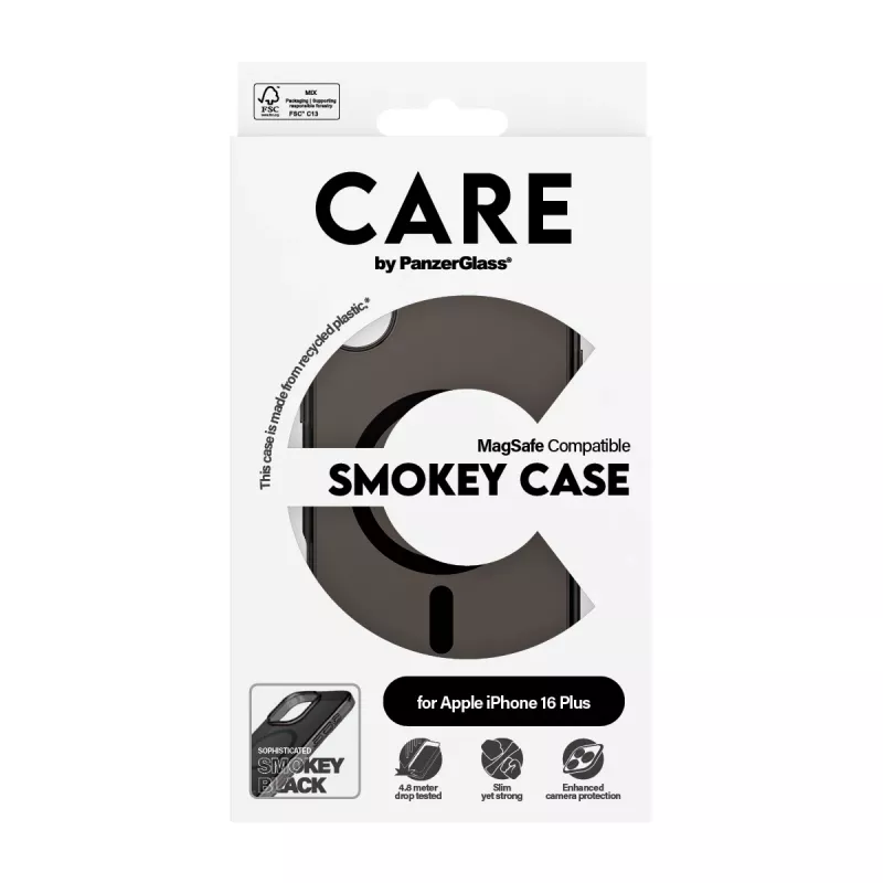 PanzerGlass CARE™ by ® Urban Combat capa Smokey com MagSafe preto iPhone 16 Plus