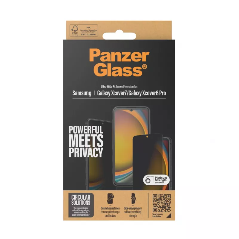 PanzerGlass ® protetor de ecrã de privacidade Samsung Galaxy Xcover7 Pro | Xcover7 | Xcover6 Pro | Ultra-Wide Fit