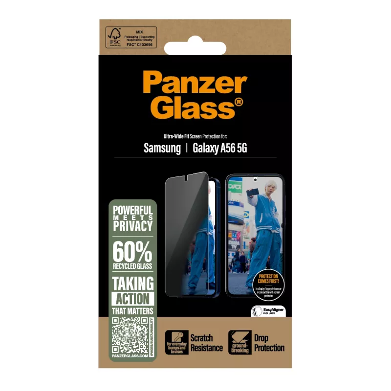 PanzerGlass® protetor de ecrã de privacidade Samsung Galaxy A56 5G | Ultra-Wide Fit
