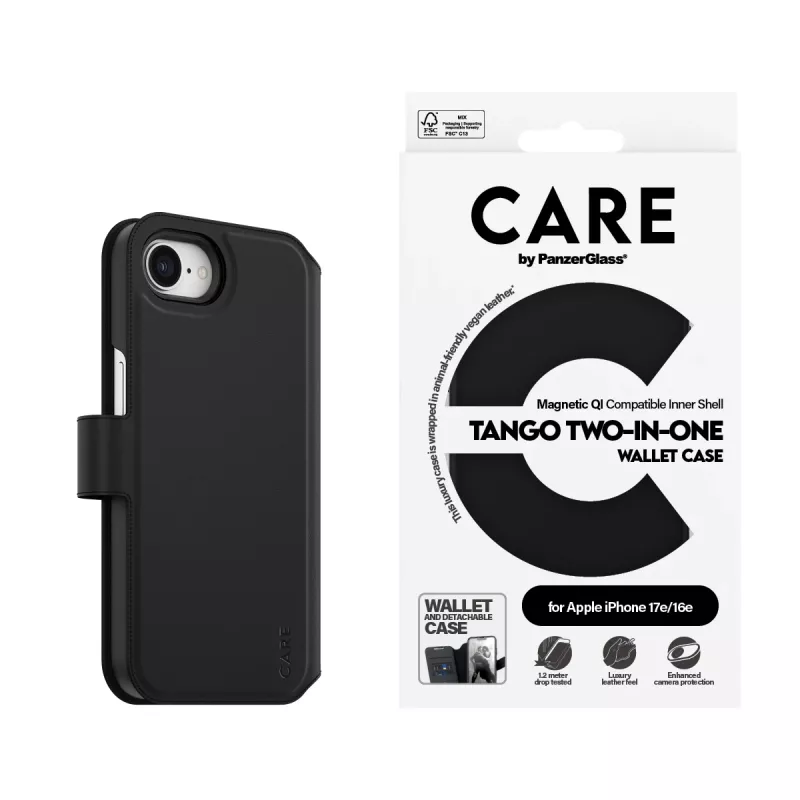 PanzerGlass CARE™ by ® Tango carteira 2-em-1 com Qi iPhone 17e | 16e