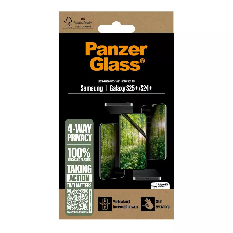 PanzerGlass® ECO MATRIX película de proteção de privacidade 4 vias Samsung Galaxy S25+ | S24+ | Ultra-Wide Fit