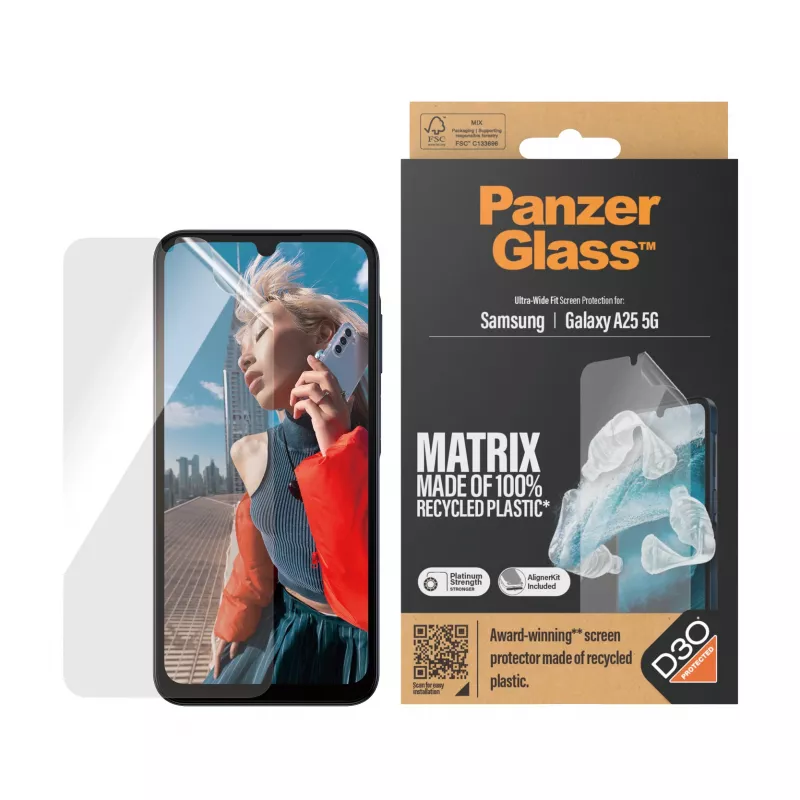 PanzerGlass ® ECO MATRIX película de proteção de ecrã com D3O® Samsung Galaxy A25 5G | Ultra-Wide Fit com AlignerKit