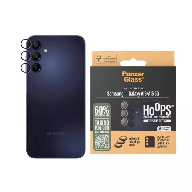 PanzerGlass ® Hoops® proteção de lentes de câmara transparente Samsung Galaxy A16 | A16 5G