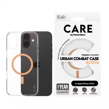 PanzerGlass CARE™ by ® Urban Combat capa transparente com MagSafe Peachy iPhone 16 Plus