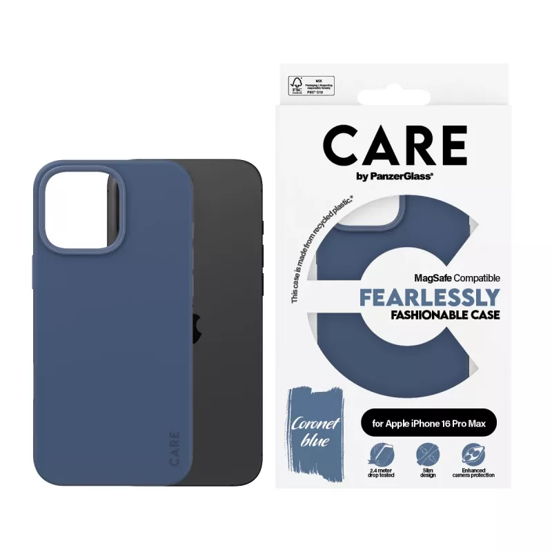 PanzerGlass CARE Fashionable capa para iPhone 16 Pro Max de 6,9 polegadas, com MagSafe, azul