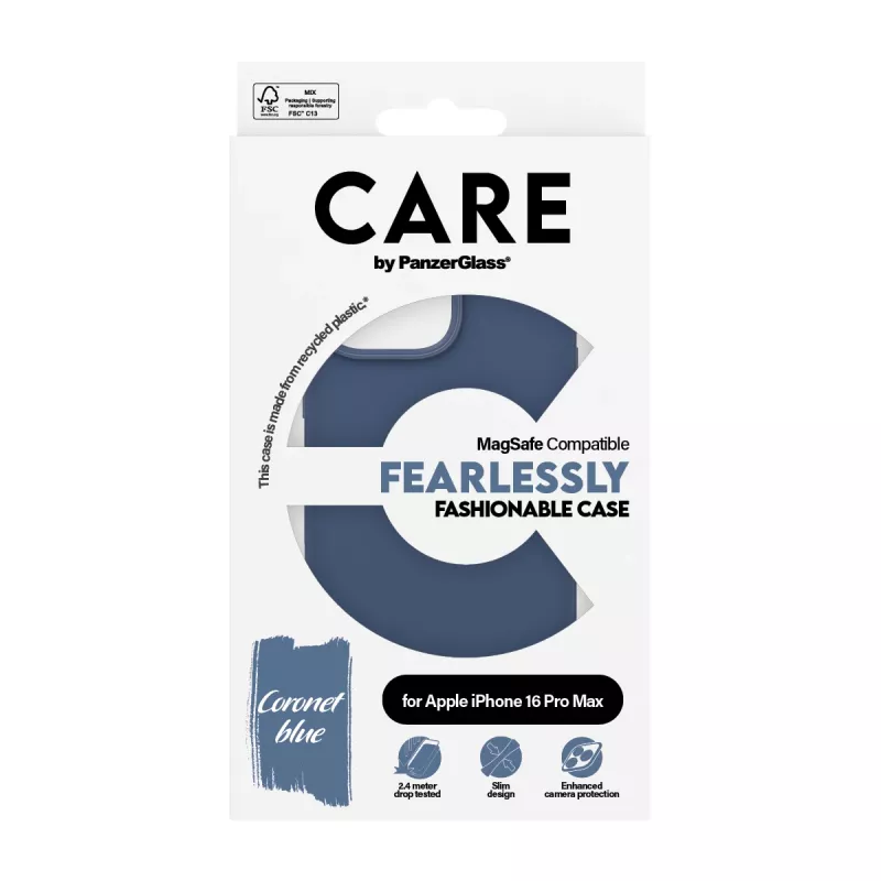PanzerGlass CARE Fashionable capa para iPhone 16 Pro Max de 6,9 polegadas, com MagSafe, azul