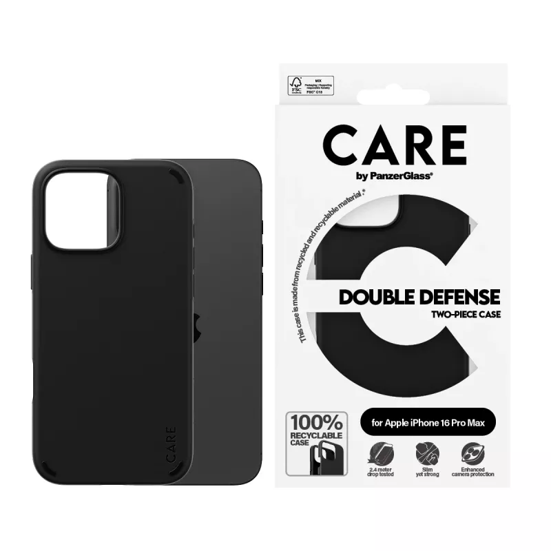 Capa PanzerGlass CARE by ® Feature Case Double Defense Preto iPhone '24 6.9 polegadas Pro