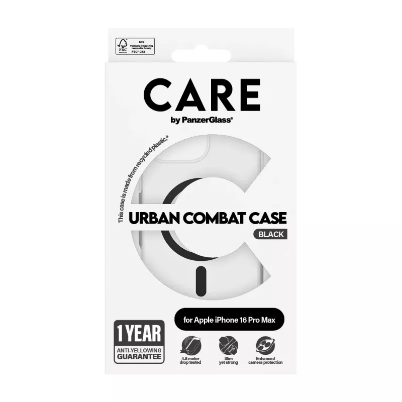 PanzerGlass CARE™ by ® Urban Combat capa transparente com MagSafe preto iPhone 16 Pro Max