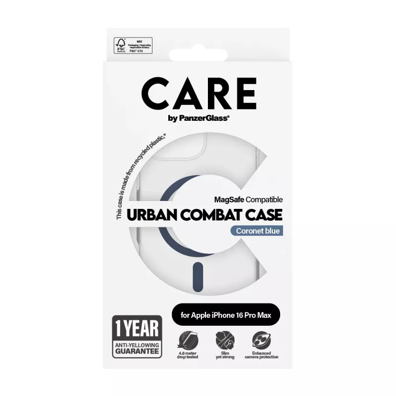 Capa PanzerGlass CARE by Flagship transparente Urban Combat Azul MagSafe iPhone 16 Pro Max