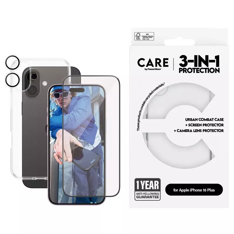 PanzerGlass ® | CARE by ® Flagship 3-in-1 Bundle iPhone 16 Plus