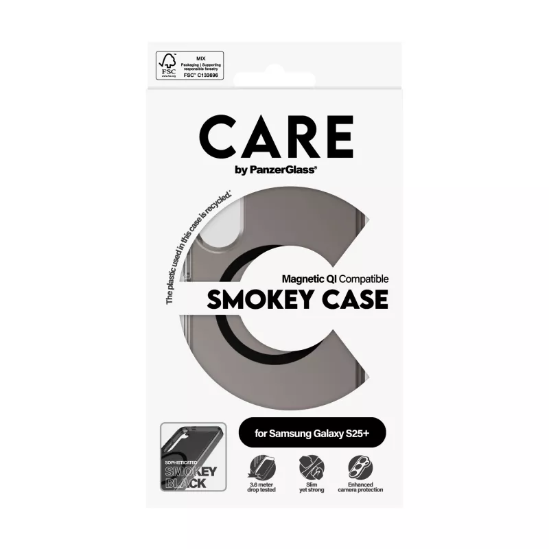 Capa PanzerGlass CARE™ by ® Urban Combat Smokey com preto compatível com Qi Samsung Galaxy S25+