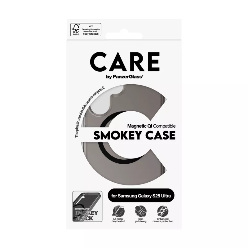 Capa PanzerGlass CARE™ by ® Urban Combat Smokey com preto compatível com Qi Samsung Galaxy S25 Ultra