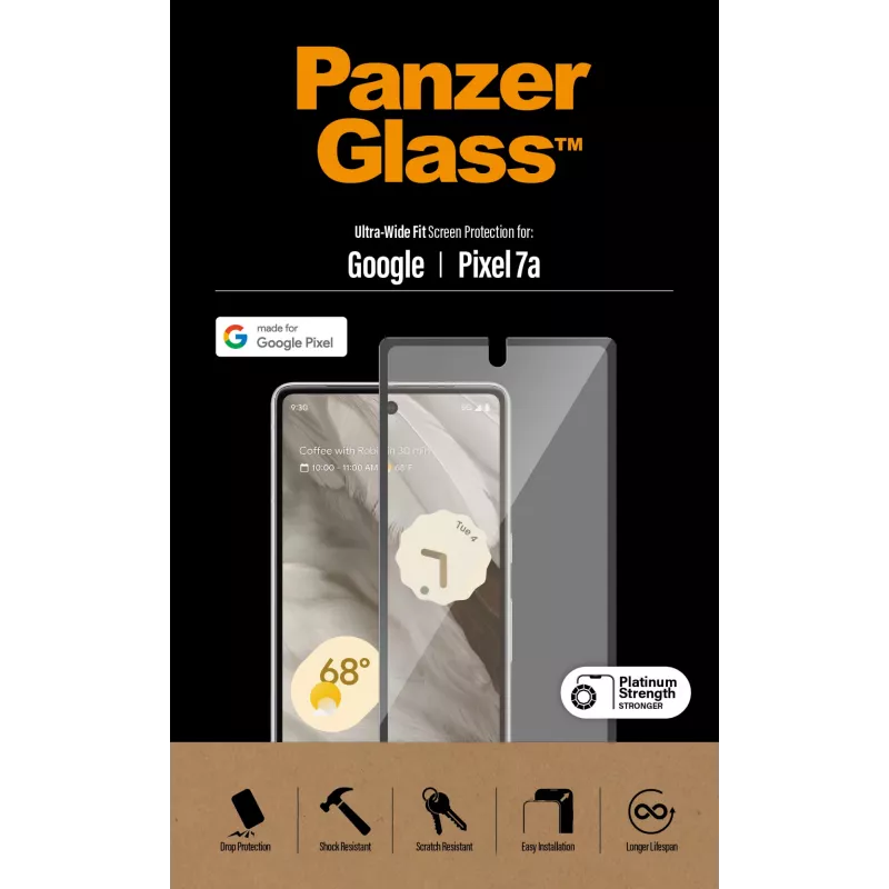 Película de proteção de ecrã PanzerGlass® Google Pixel 7a | Ultra Wide Fit