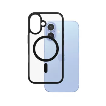 PanzerGlass ® HardCase transparente com moldura MagSafe preta para iPhone 16