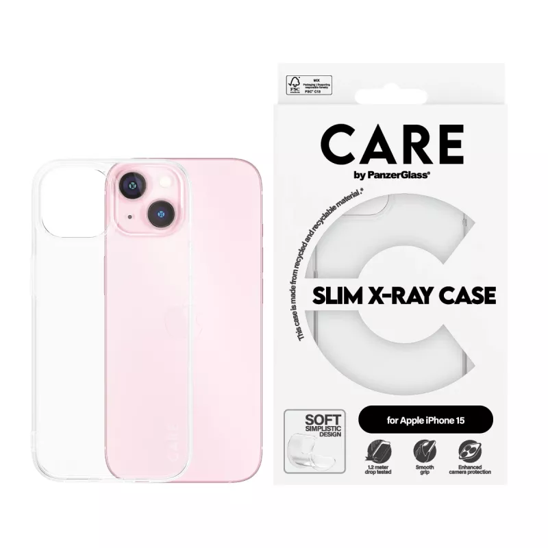 Capa PanzerGlass CARE by ® capa moderna transparente X-Ray Soft Basic iPhone 15