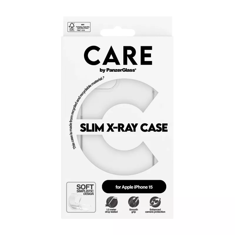 Capa PanzerGlass CARE by ® capa moderna transparente X-Ray Soft Basic iPhone 15