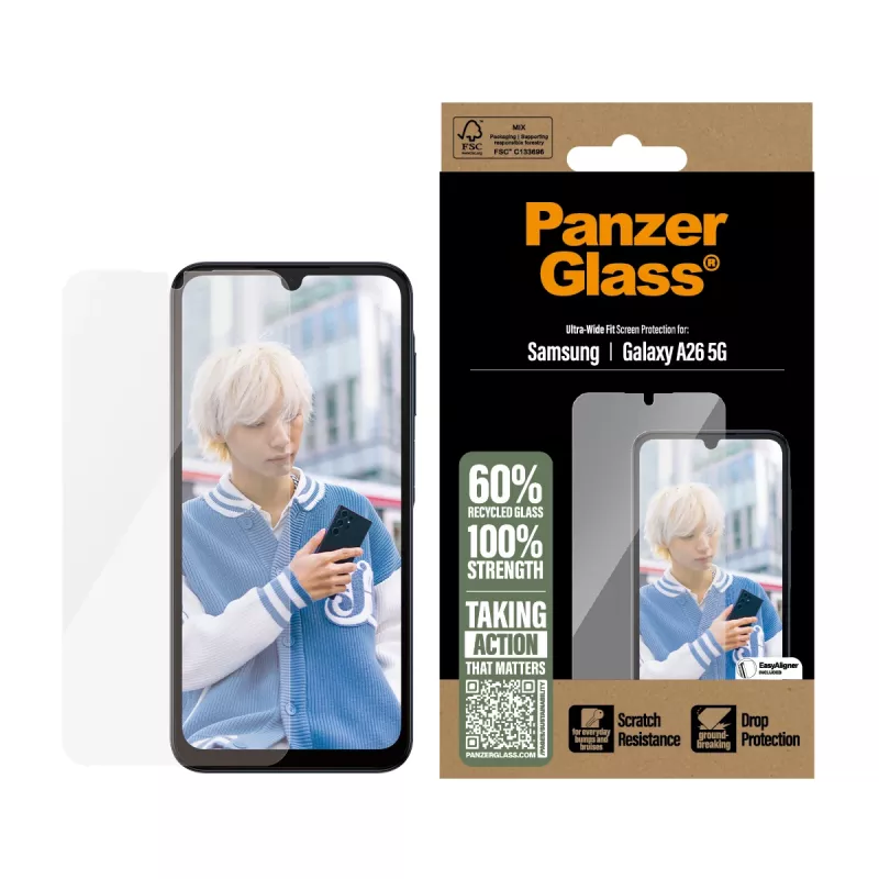 Película de proteção de ecrã PanzerGlass® Samsung Galaxy A26 5G | Ultra-Wide Fit