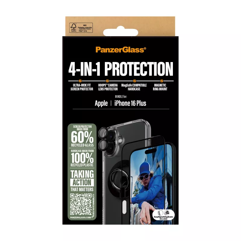PanzerGlass ® 4-in-1 pacote de proteção iPhone 16 Plus